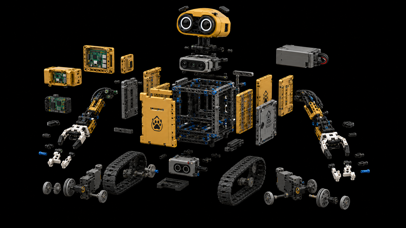 Exploded view of the Lego robot build components.